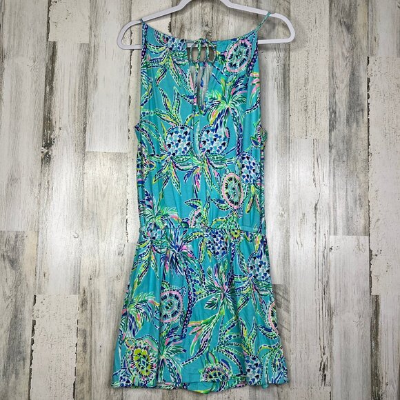 Lilly Pulitzer Gianni Skort Romper Bermuda Blue Turtle Sz Small Resort Vacation - Picture 9 of 17